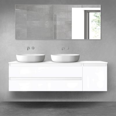 Oltens Vernal zestaw mebli łazienkowych 160 cm z blatem biały połysk 68483000