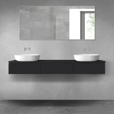 Oltens Vernal zestaw mebli łazienkowych 180 cm z blatem czarny mat 68487300