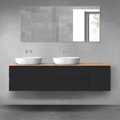 Oltens Vernal zestaw mebli łazienkowych 180 cm z blatem czarny mat/dąb 68522300