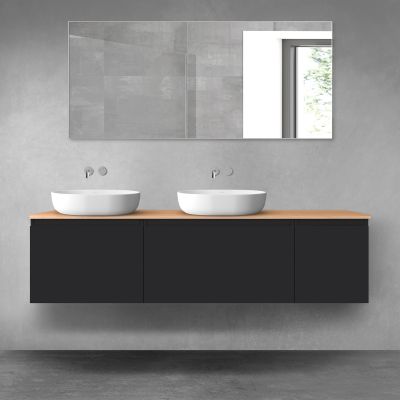 Oltens Vernal zestaw mebli łazienkowych 180 cm z blatem czarny mat/dąb 68530300