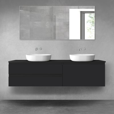 Oltens Vernal zestaw mebli łazienkowych 180 cm z blatem czarny mat 68557300
