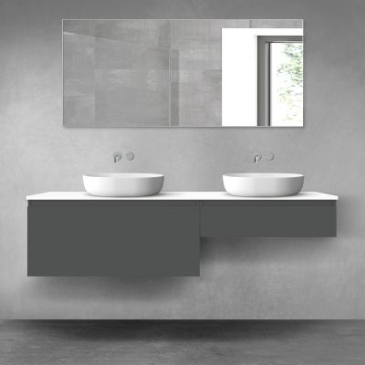 Oltens Vernal zestaw mebli łazienkowych 180 cm z blatem grafit mat/biały połysk 68575400