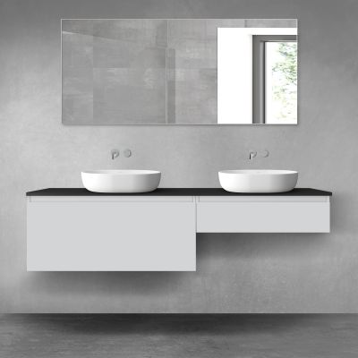 Oltens Vernal zestaw mebli łazienkowych 180 cm z blatem szary mat/czarny mat 68584700