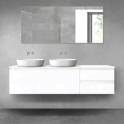 Oltens Vernal zestaw mebli łazienkowych 180 cm z blatem biały połysk 68590000