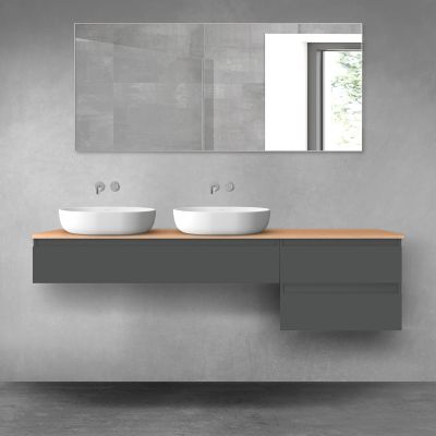 Oltens Vernal zestaw mebli łazienkowych 180 cm z blatem grafit mat/dąb 68598400