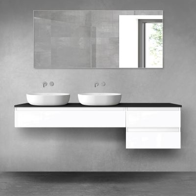 Oltens Vernal zestaw mebli łazienkowych 180 cm z blatem biały połysk/czarny mat 68616000
