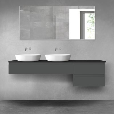 Oltens Vernal zestaw mebli łazienkowych 180 cm z blatem grafit mat/czarny mat 68616400
