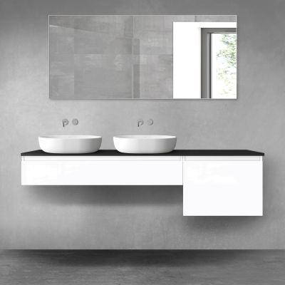 Oltens Vernal zestaw mebli łazienkowych 180 cm z blatem biały połysk/czarny mat 68622000