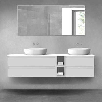 Oltens Vernal zestaw mebli łazienkowych 180 cm z blatem szary mat/biały połysk 68639700