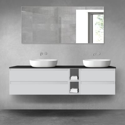 Oltens Vernal zestaw mebli łazienkowych 180 cm z blatem szary mat/czarny mat 68640700