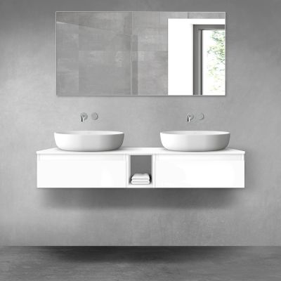 Oltens Vernal zestaw mebli łazienkowych 140 cm z blatem biały połysk 68645000