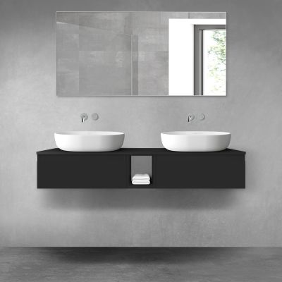 Oltens Vernal zestaw mebli łazienkowych 140 cm z blatem czarny mat 68645300