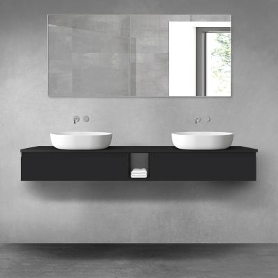 Oltens Vernal zestaw mebli łazienkowych 180 cm z blatem czarny mat 68649300