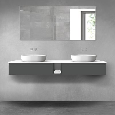Oltens Vernal zestaw mebli łazienkowych 180 cm z blatem grafit mat/dąb 68651400
