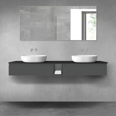 Oltens Vernal zestaw mebli łazienkowych 180 cm z blatem grafit mat/czarny mat 68652400