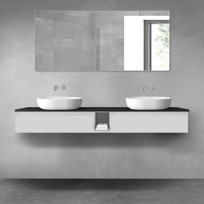 Oltens Vernal zestaw mebli łazienkowych 180 cm z blatem szary mat/czarny mat 68652700