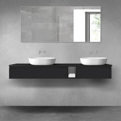 Oltens Vernal zestaw mebli łazienkowych 180 cm z blatem czarny mat 68657300