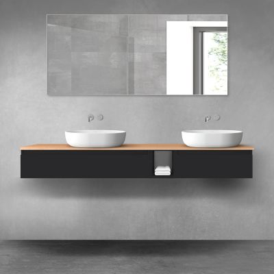 Oltens Vernal zestaw mebli łazienkowych 180 cm z blatem czarny mat/dąb 68658300