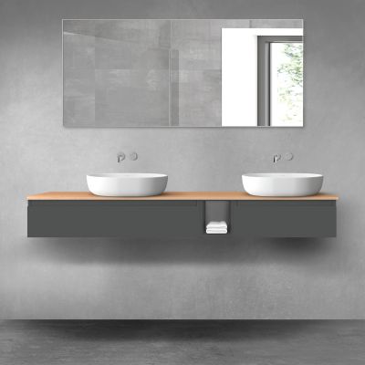 Oltens Vernal zestaw mebli łazienkowych 180 cm z blatem grafit mat/dąb 68658400