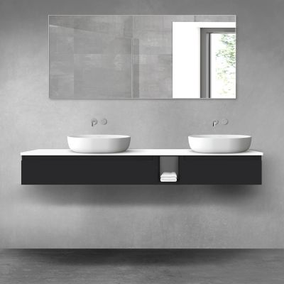 Oltens Vernal zestaw mebli łazienkowych 180 cm z blatem czarny mat/biały połysk 68659300