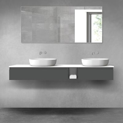 Oltens Vernal zestaw mebli łazienkowych 180 cm z blatem grafit mat/biały połysk 68659400