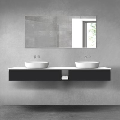 Oltens Vernal zestaw mebli łazienkowych 200 cm z blatem czarny mat/biały połysk 68663300