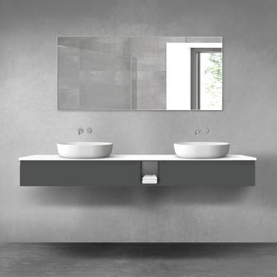 Oltens Vernal zestaw mebli łazienkowych 200 cm z blatem grafit mat/biały połysk 68663400