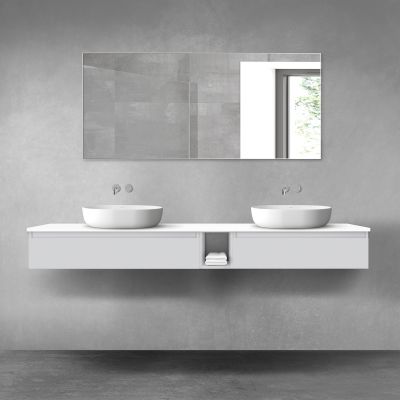 Oltens Vernal zestaw mebli łazienkowych 200 cm z blatem szary mat/biały połysk 68663700