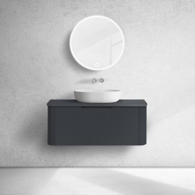 Oltens Hamnes szafka 100 cm podumywalkowa wisząca z blatem czarny mat 68673300