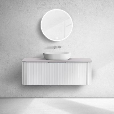 Oltens Hamnes szafka 120 cm podumywalkowa wisząca z blatem biały mat/kaszmir 68679000