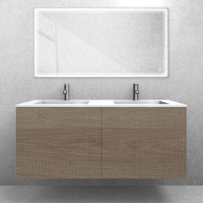 Zestaw Oltens Lun szafka podumywalkowa 120 cm z umywalką Stila LavaForm dąb/biały połysk 68756060