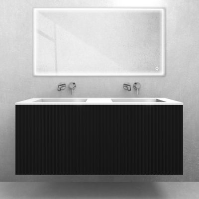 Zestaw Oltens Lun szafka podumywalkowa 120 cm z umywalką Stila LavaForm czarny mat/biały połysk 68756300