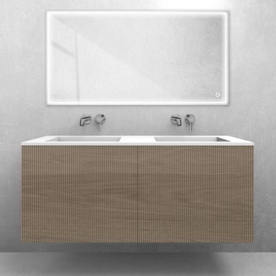 Zestaw Oltens Lun szafka podumywalkowa 120 cm z umywalką Stila LavaForm dąb/biały mat 68757060