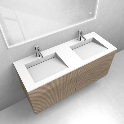 Zestaw Oltens Lun szafka podumywalkowa 120 cm z umywalką Stila LavaForm dąb/biały mat 68757060