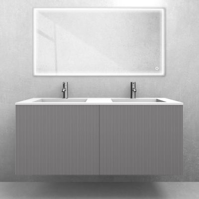 Zestaw Oltens Lun szafka podumywalkowa 120 cm z umywalką Stila LavaForm kaszmir/biały mat 68757900