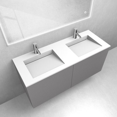 Zestaw Oltens Lun szafka podumywalkowa 120 cm z umywalką Stila LavaForm kaszmir/biały mat 68757900