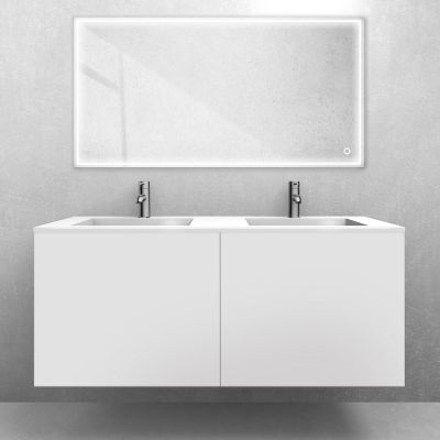 Zestaw Oltens Lun szafka podumywalkowa 120 cm z umywalką Stila LavaForm biały mat/biały połysk 68766000