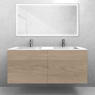 Zestaw Oltens Lun szafka podumywalkowa 120 cm z umywalką Stila LavaForm dąb/biały połysk 68766060