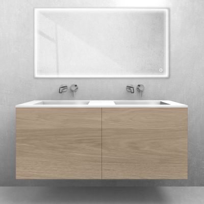 Zestaw Oltens Lun szafka podumywalkowa 120 cm z umywalką Stila LavaForm dąb/biały połysk 68766060