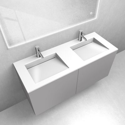 Zestaw Oltens Lun szafka podumywalkowa 120 cm z umywalką Stila LavaForm kaszmir/biały połysk 68766900