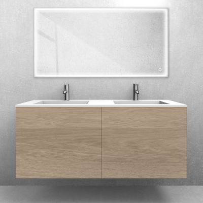 Zestaw Oltens Lun szafka podumywalkowa 120 cm z umywalką Stila LavaForm dąb/biały mat 68767060