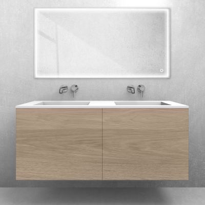 Zestaw Oltens Lun szafka podumywalkowa 120 cm z umywalką Stila LavaForm dąb/biały mat 68767060