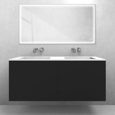 Zestaw Oltens Lun szafka podumywalkowa 120 cm z umywalką Stila LavaForm czarny mat/biały mat 68767300