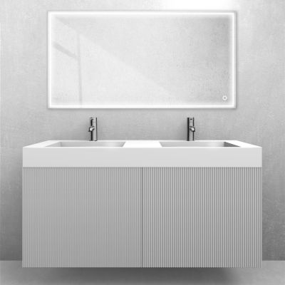 Zestaw Oltens Lun szafka podumywalkowa 120 cm z umywalką Stila LavaForm biały mat/biały połysk 68794000