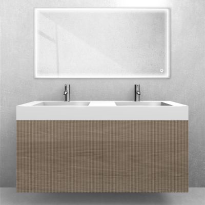 Zestaw Oltens Lun szafka podumywalkowa 120 cm z umywalką Stila LavaForm dąb/biały połysk 68794060