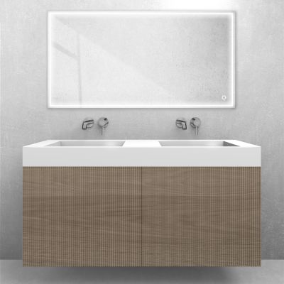 Zestaw Oltens Lun szafka podumywalkowa 120 cm z umywalką Stila LavaForm dąb/biały połysk 68794060