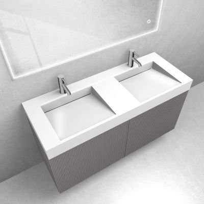 Zestaw Oltens Lun szafka podumywalkowa 120 cm z umywalką Stila LavaForm kaszmir/biały połysk 68794900