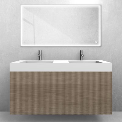 Zestaw Oltens Lun szafka podumywalkowa 120 cm z umywalką Stila LavaForm dąb/biały mat 68795060