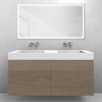 Zestaw Oltens Lun szafka podumywalkowa 120 cm z umywalką Stila LavaForm dąb/biały mat 68795060