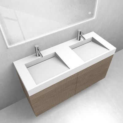 Zestaw Oltens Lun szafka podumywalkowa 120 cm z umywalką Stila LavaForm dąb/biały mat 68795060